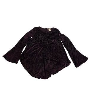 Indigo Threads Purple Velvet Burnout Tunic Small Bell Sleeves